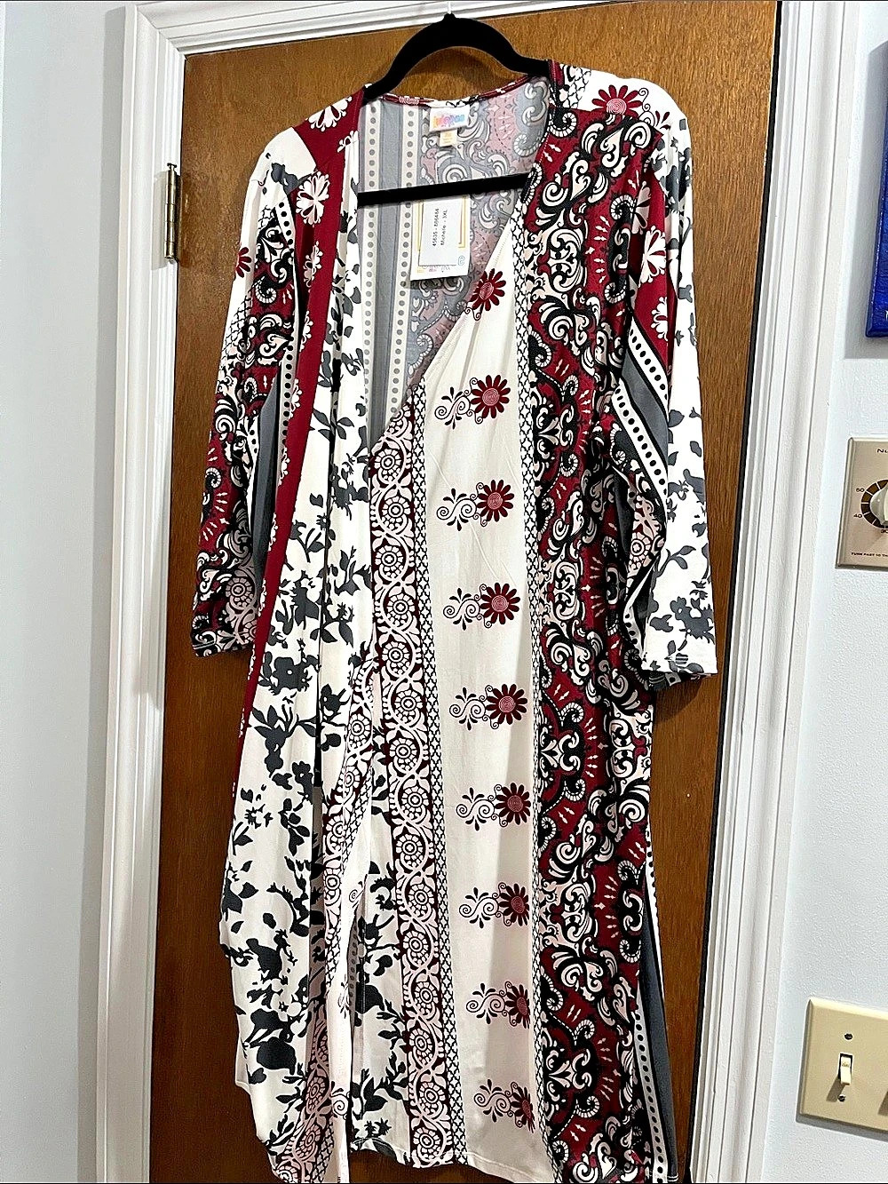 LuLaRoe Michellewrap around Dress Floral Red & White Size 3XL NWT